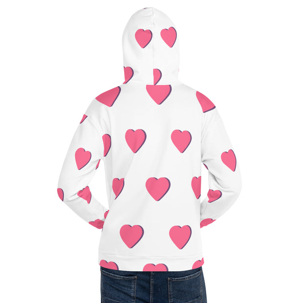 Pink heart /white hoodie vticciHoodie