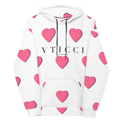 Pink heart /white hoodie vticciHoodie