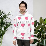 Pink heart /white hoodie vticciHoodie