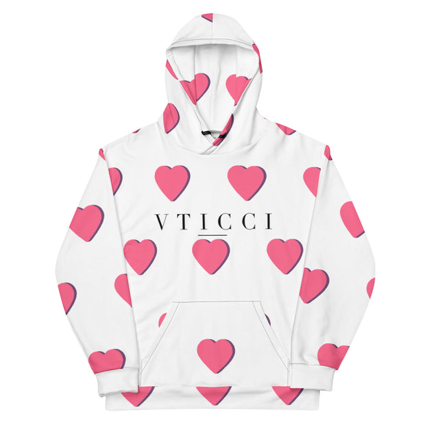 Pink heart /white hoodie vticciHoodie