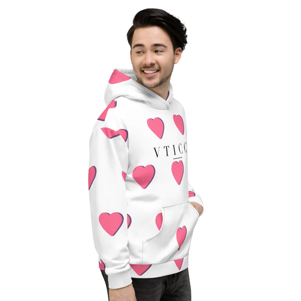 Pink heart /white hoodie vticciHoodie